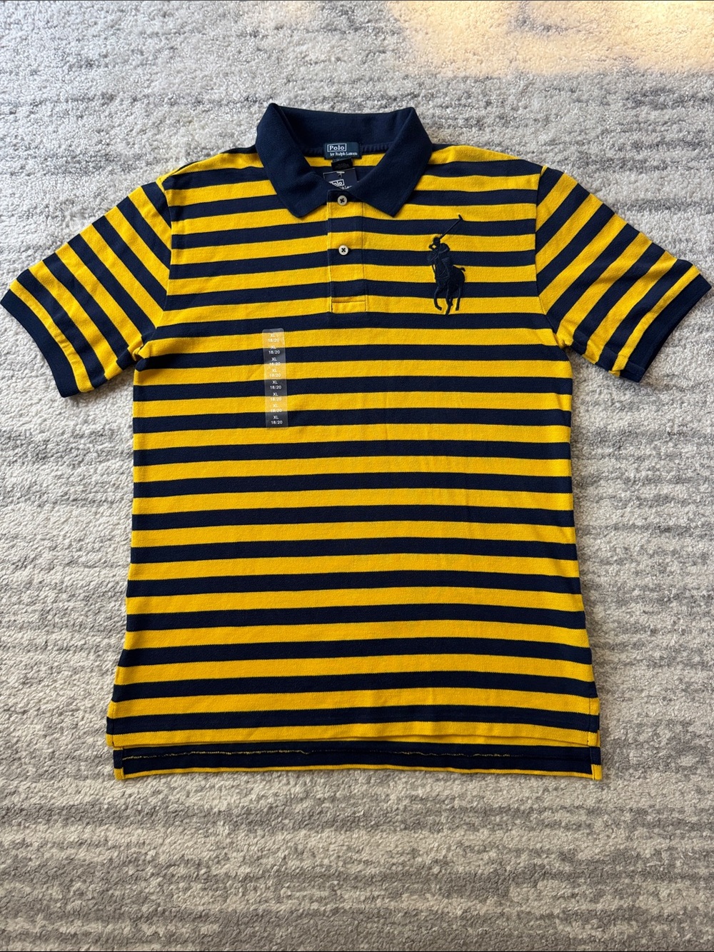 Ralph Lauren Yellow and Navy Striped Polo - Kids